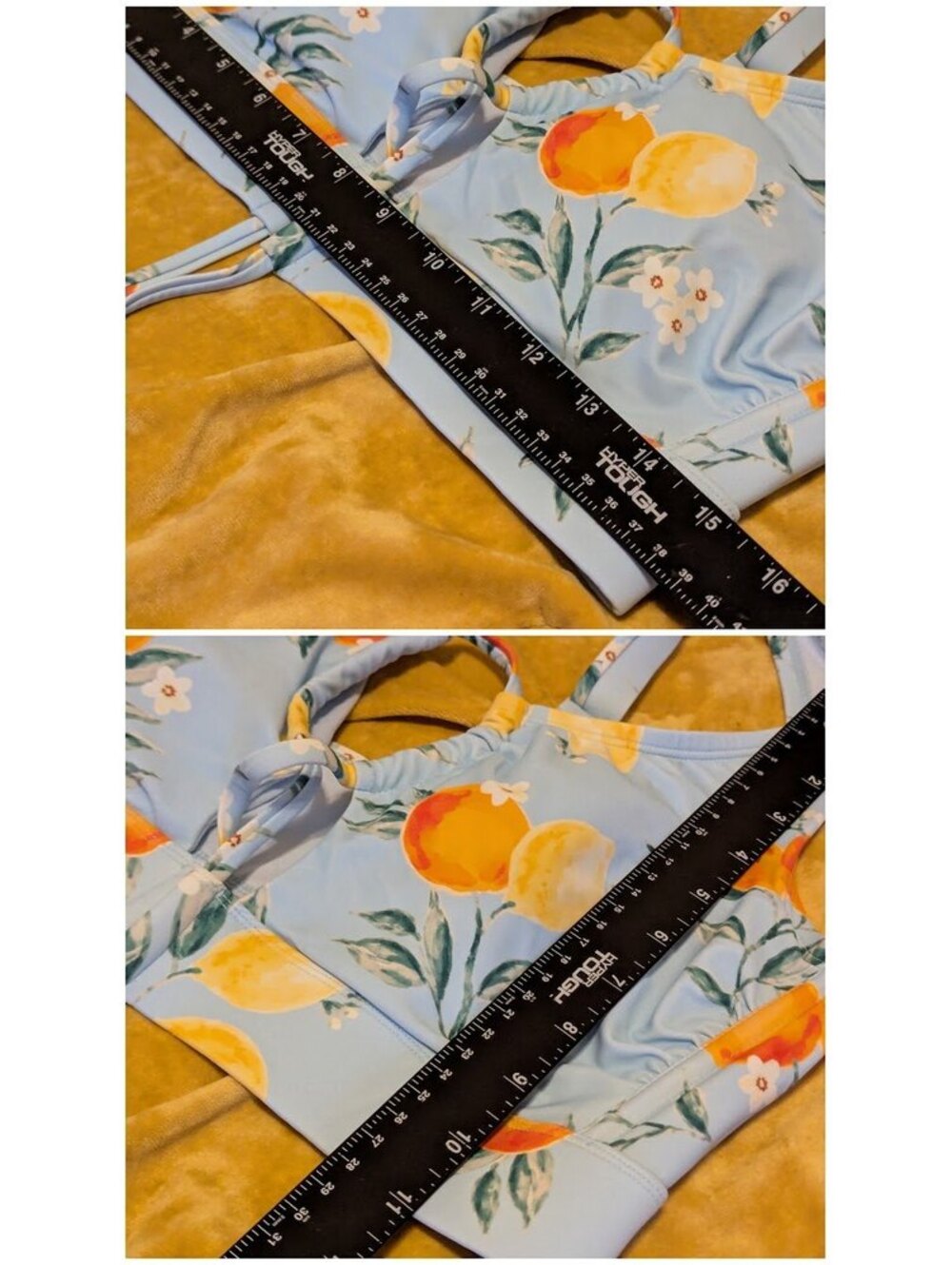 Shade & Shore Bikini Set XL Blue Citrus Print High Waist Two Piece Swimsuit - Picture 6 of 9